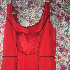Red beaded vintage evening dress